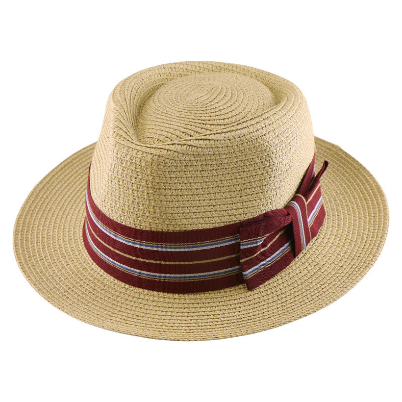 Chapeau de cowboy tissé pour homme avec nœud à rayures colorées - image 10