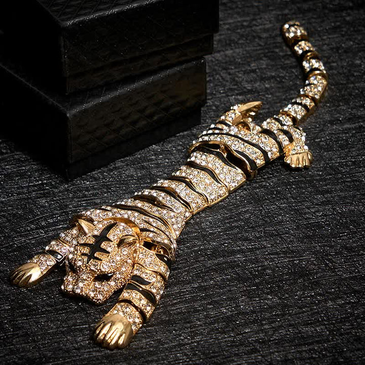 Grande broche de luxe en strass scintillants pour homme, motif tigre majestueux - image 11
