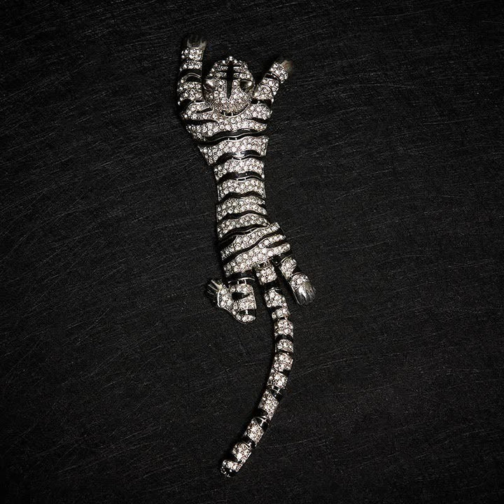 Grande broche de luxe en strass scintillants pour homme, motif tigre majestueux - image 6