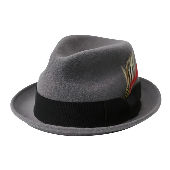 Chapeau de cowboy pour homme avec nœud en plumes et ruban décoratif - Gris #2 - M (22 1/2"-22 7/8") - image 4