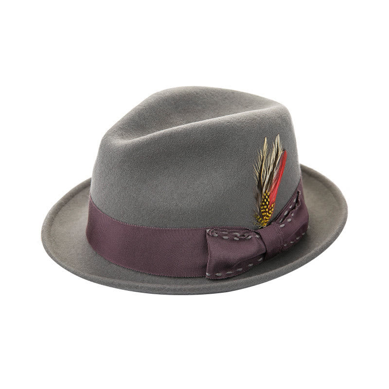 Chapeau de cowboy pour homme avec nœud en plumes et ruban décoratif - Gris #1 - M (22 1/2"-22 7/8") - image 3
