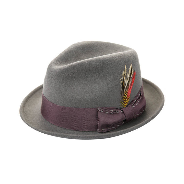 Chapeau de cowboy pour homme avec nœud en plumes et ruban décoratif - Gris #1 - M (22 1/2"-22 7/8") - image 3