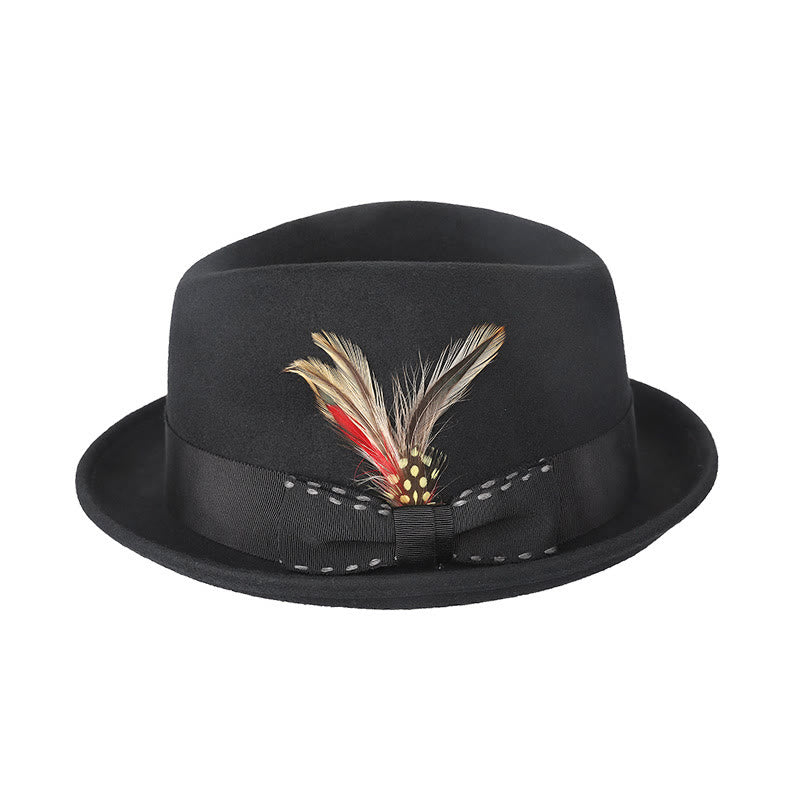 Chapeau de cowboy pour homme avec nœud en plumes et ruban décoratif - Noir - M (22 1/2"-22 7/8") - image 5