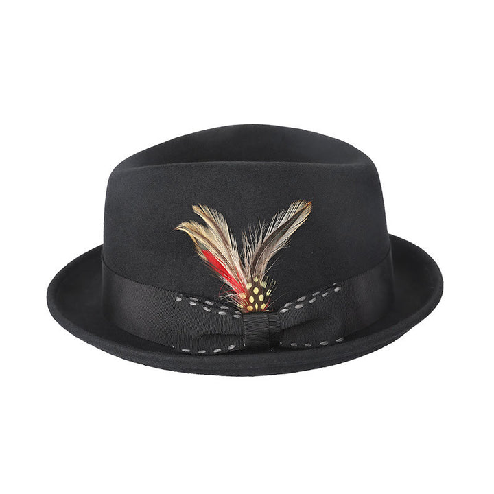Chapeau de cowboy pour homme avec nœud en plumes et ruban décoratif - Noir - M (22 1/2"-22 7/8") - image 5