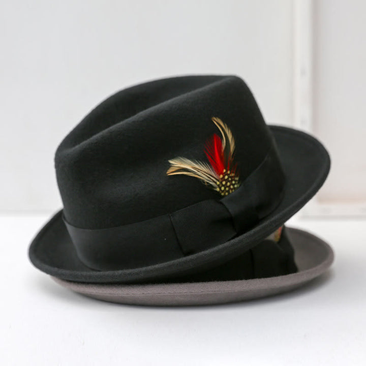Chapeau de cowboy pour homme avec nœud en plumes et ruban décoratif - image 2