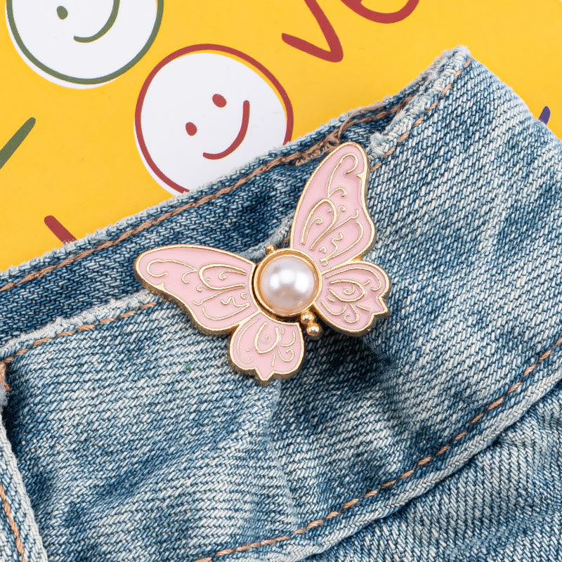 Pince de ceinture pour pantalon sans clous, perle et papillon, pour femme - Papillon à motifs de perles - Rose - image 3