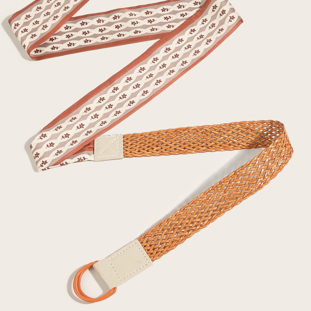 Ceinture en soie imprimée tissée à double boucle pour femme - image 1