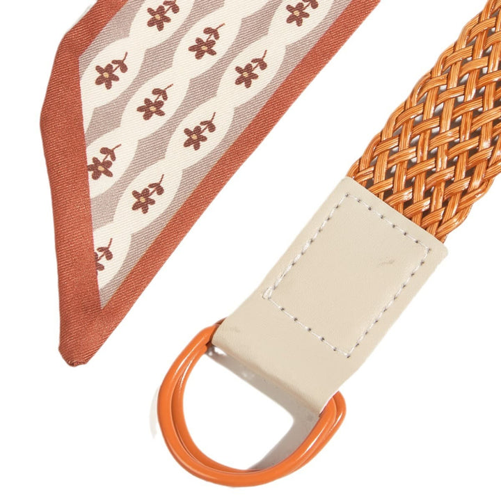 Ceinture en soie imprimée tissée à double boucle pour femme - image 3