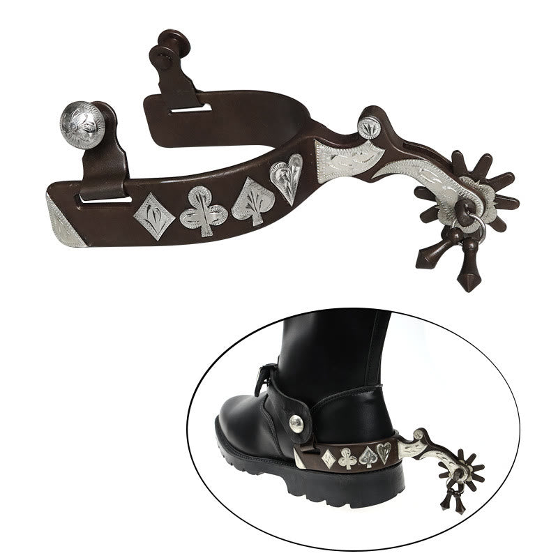 Éperons de cow-boy carrés sculptés en forme de cœur pour Halloween avec pendentif - Brun - image 1