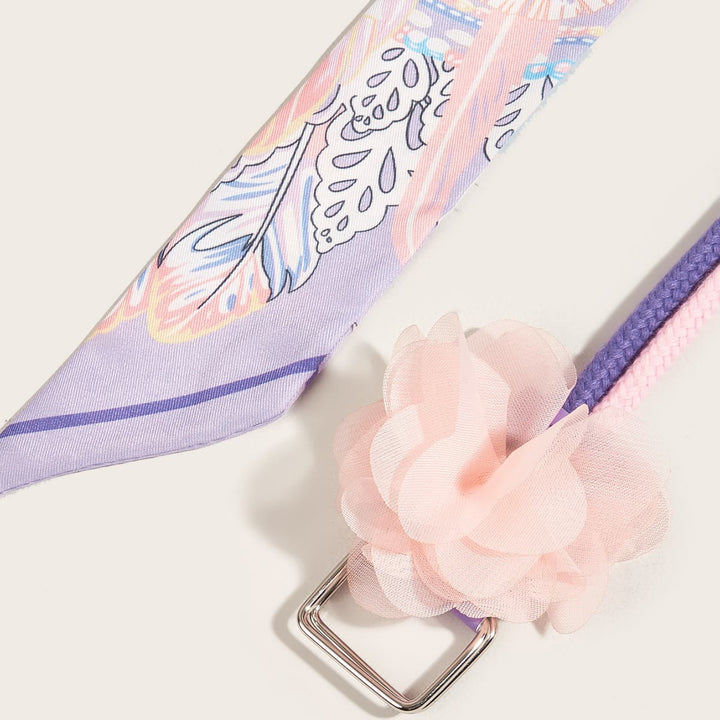 Ceinture en soie imprimée et sangle à épissure florale exquise - image 2