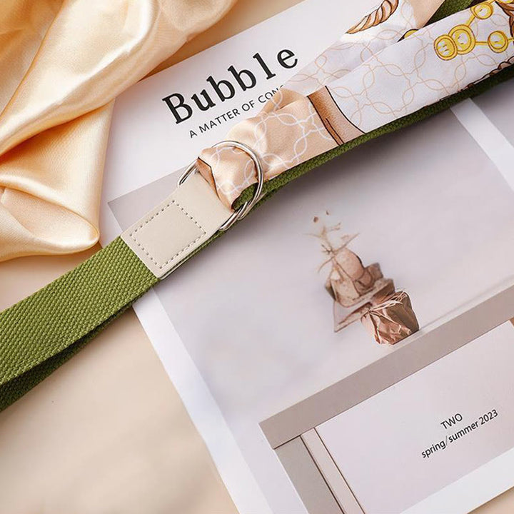 Ceinture en soie imprimée à double boucle verte tendance - image 2