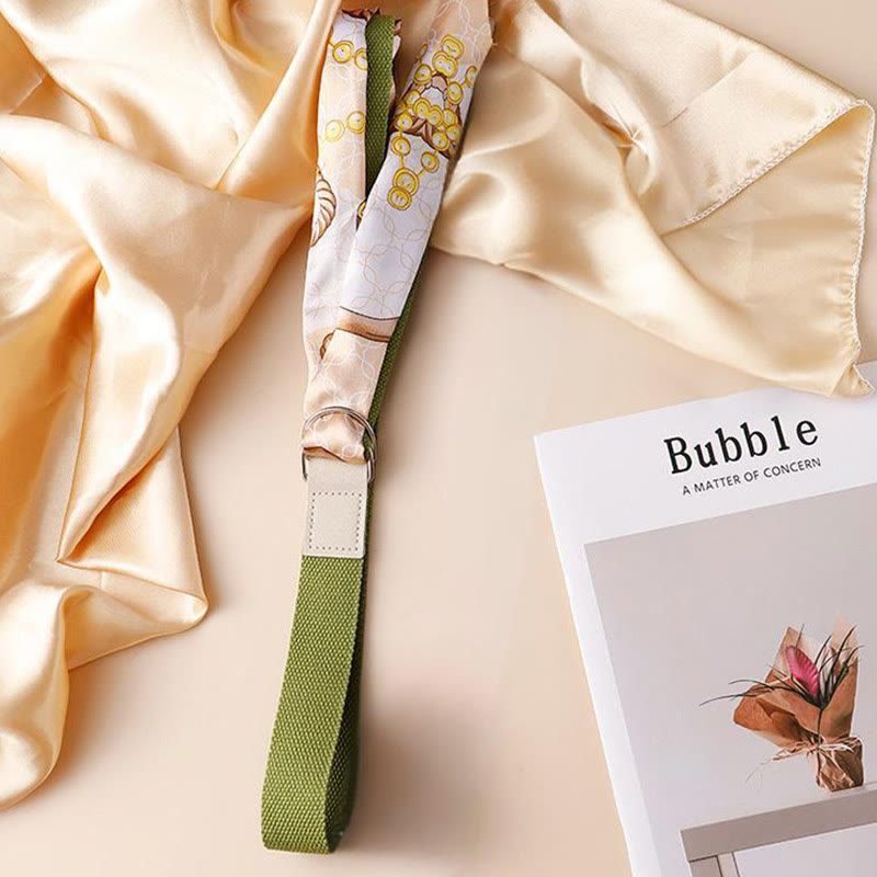 Ceinture en soie imprimée à double boucle verte tendance - image 1