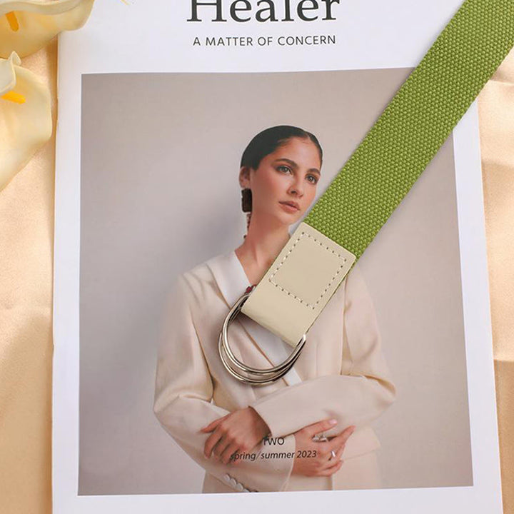 Ceinture en soie imprimée à double boucle verte tendance - image 3