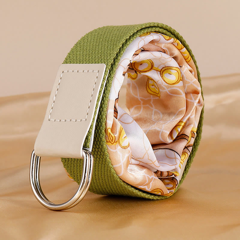 Ceinture en soie imprimée à double boucle verte tendance - image 4