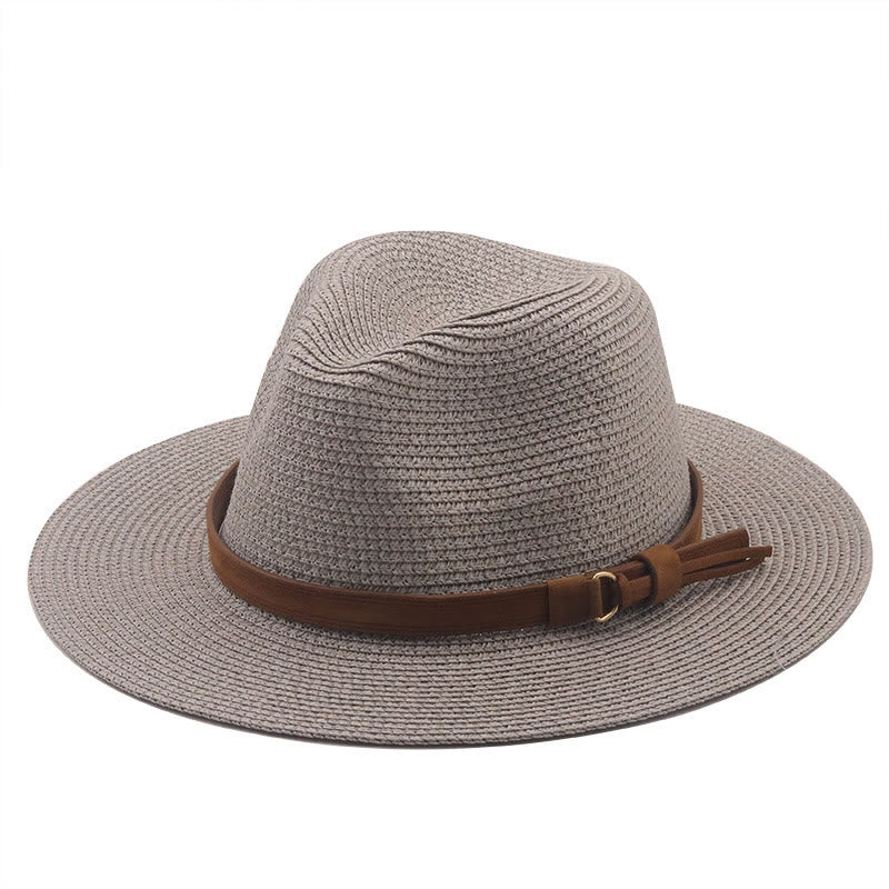 Chapeau de cowboy tricoté pour homme avec pare-soleil et ceinture marron - Gris - M (22 "-22 7/8") - image 3