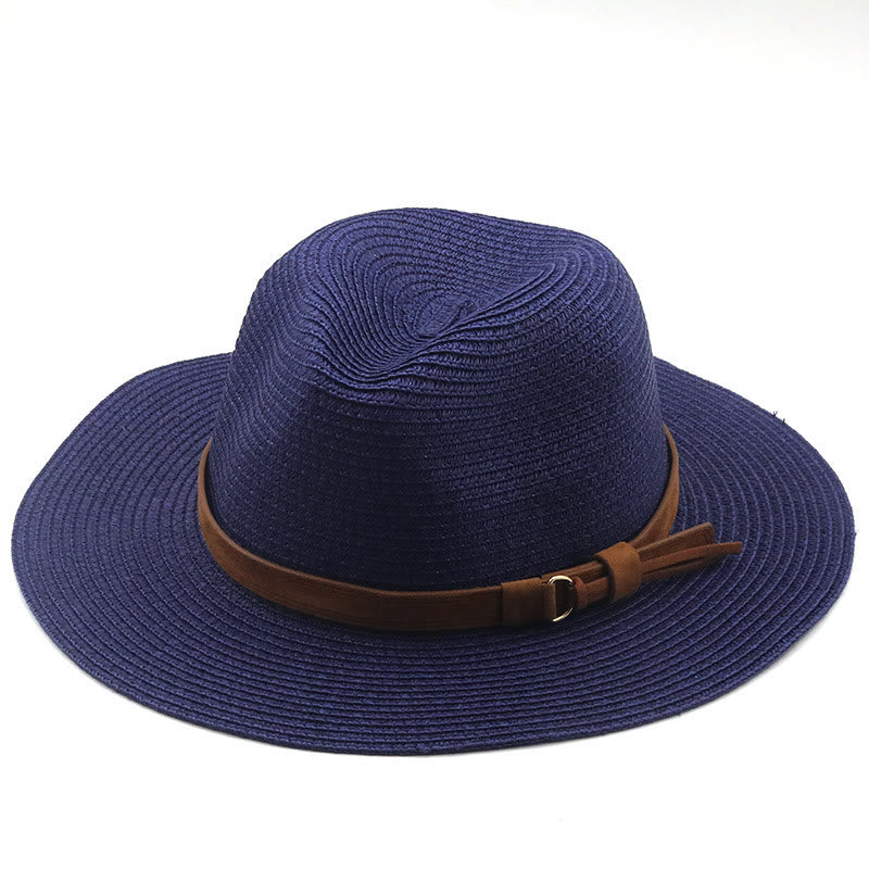 Chapeau de cowboy tricoté pour homme avec pare-soleil et ceinture marron - Bleu marine - M (22 "-22 7/8") - image 4