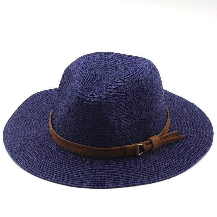 Chapeau de cowboy tricoté pour homme avec pare-soleil et ceinture marron - Bleu marine - M (22 "-22 7/8") - image 4