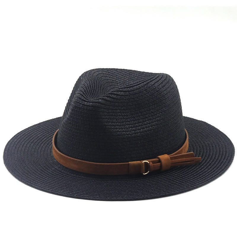 Chapeau de cowboy tricoté pour homme avec pare-soleil et ceinture marron - Noir - M (22 "-22 7/8") - image 6