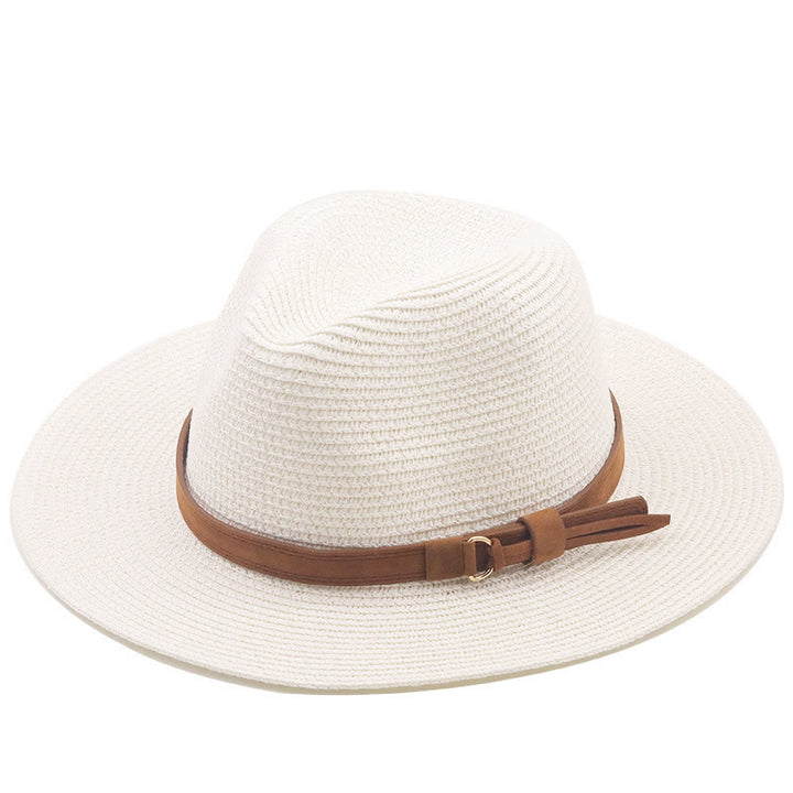 Chapeau de cowboy tricoté pour homme avec pare-soleil et ceinture marron - Blanc - M (22 "-22 7/8") - image 5