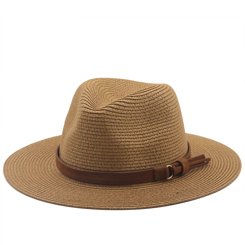 Chapeau de cowboy tricoté pour homme avec pare-soleil et ceinture marron - Kaki - M (22 "-22 7/8") - image 0