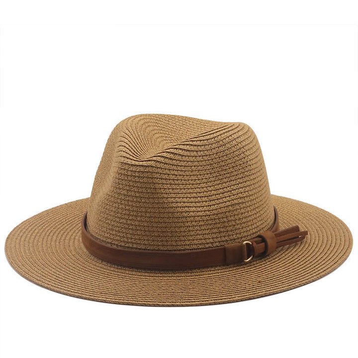 Chapeau de cowboy tricoté pour homme avec pare-soleil et ceinture marron - Kaki - M (22 "-22 7/8") - image 0