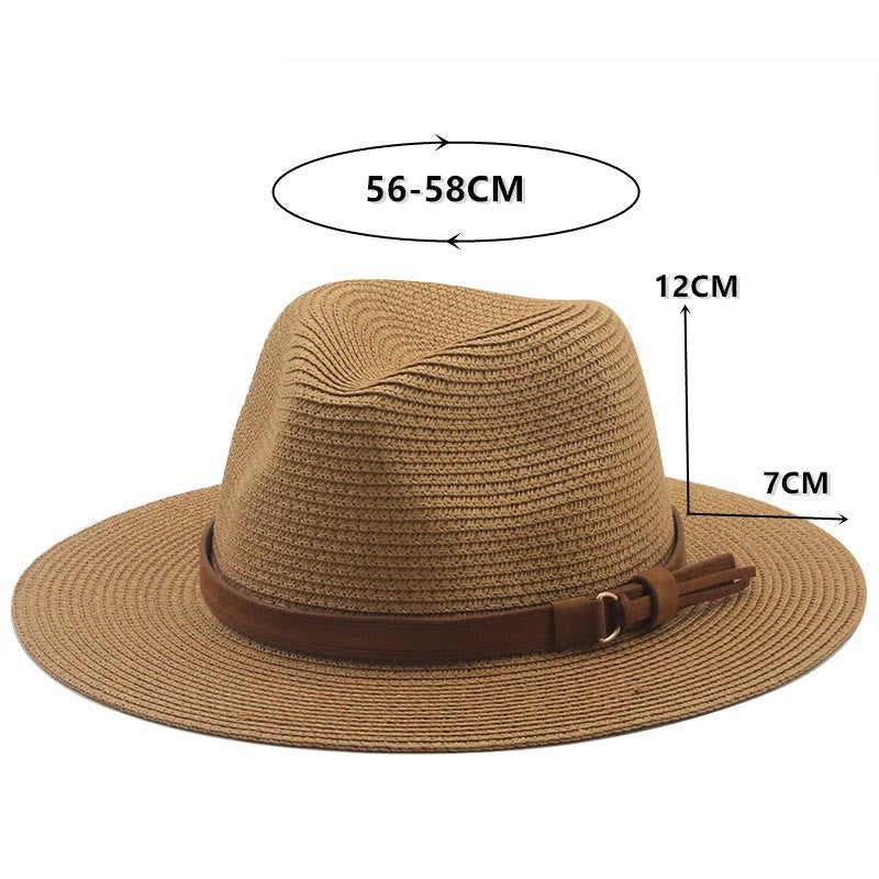 Chapeau de cowboy tricoté pour homme avec pare-soleil et ceinture marron - image 1