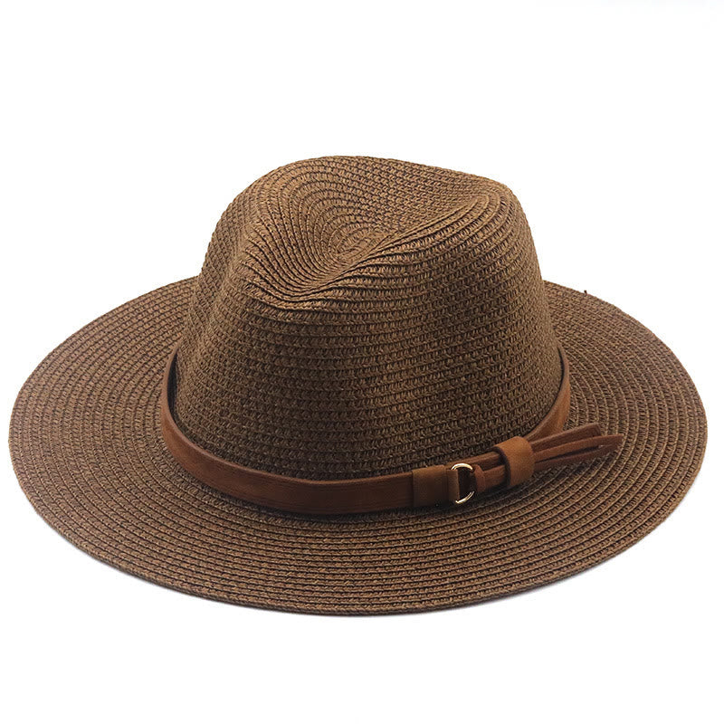 Chapeau de cowboy tricoté pour homme avec pare-soleil et ceinture marron - Café - M (22 "-22 7/8") - image 7