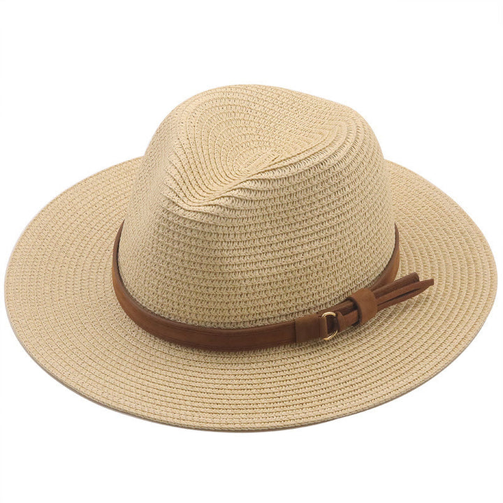 Chapeau de cowboy tricoté pour homme avec pare-soleil et ceinture marron - Beige - M (22 "-22 7/8") - image 8