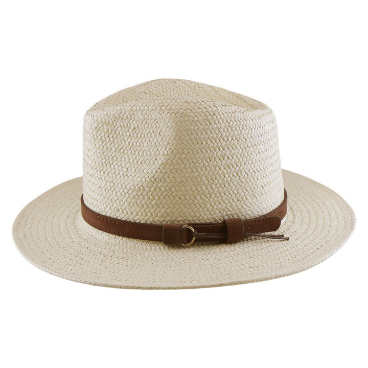 Chapeau de cowboy pour homme tissé à la main de couleur unie avec sangle - image 2