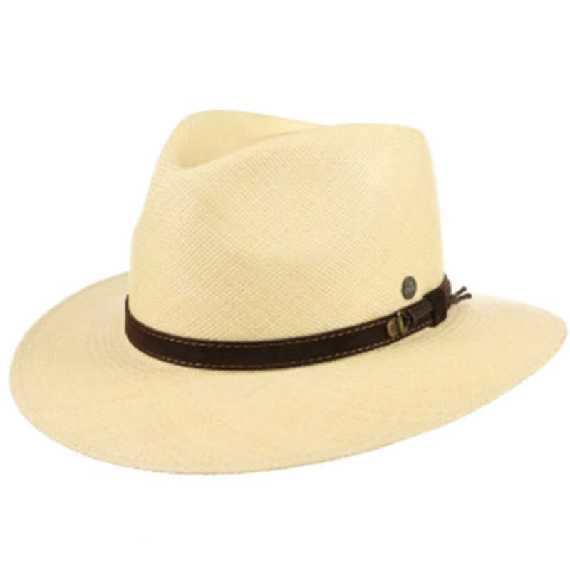 Chapeau de cowboy pour homme tissé à la main de couleur unie avec sangle - Blanc laiteux - L (22 7/8"-23 5/8") - image 5