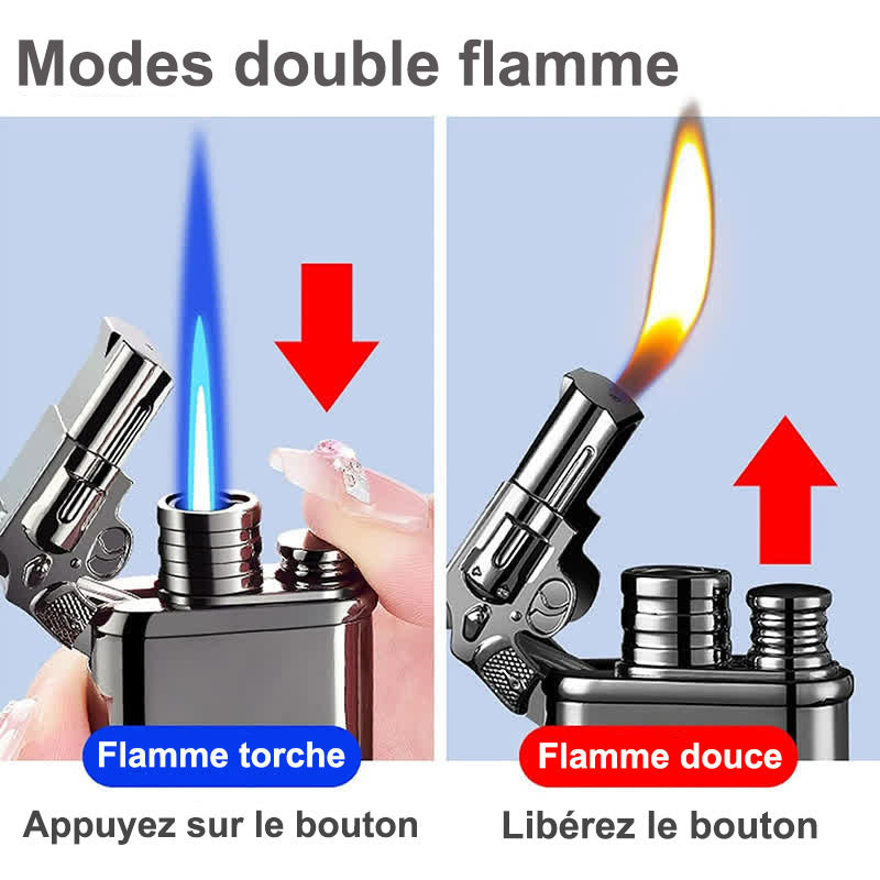 Briquet butane rechargeable à double flamme Alligato Design avec horloge - image 4