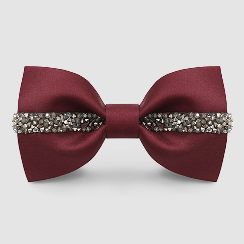 Nœud papillon de marié à chaîne brillante pour homme - Bourgogne - image 0