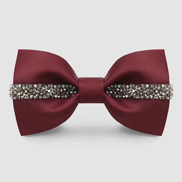 Nœud papillon de marié à chaîne brillante pour homme - Bourgogne - image 0