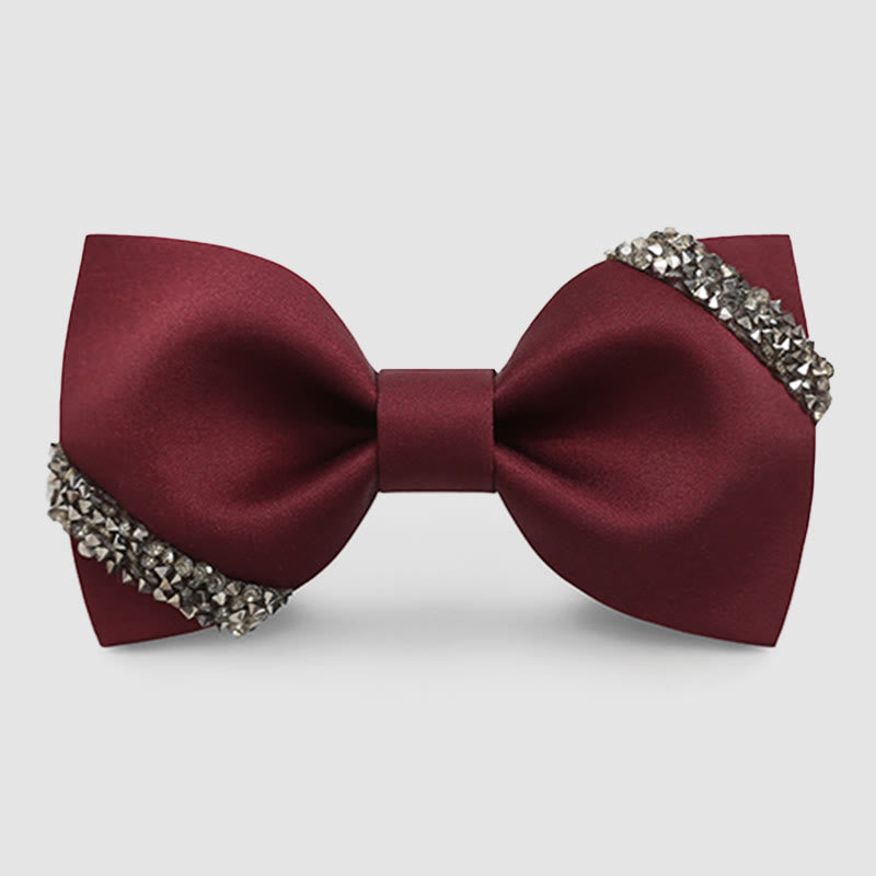 Noeud papillon de mariage élégant en strass pour homme - Bourgogne - image 0