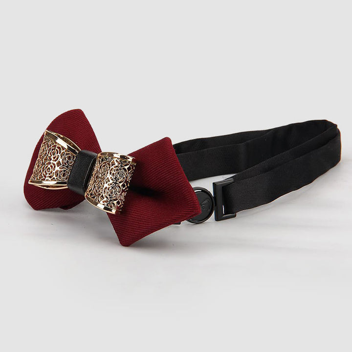 Nœud papillon pointu à fleurs dorées creuses pour homme - image 4