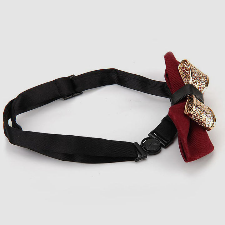 Nœud papillon pointu à fleurs dorées creuses pour homme - image 5