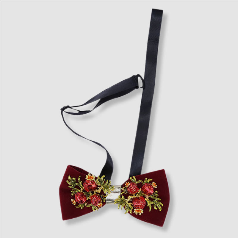 Nœud papillon à fleurs pour homme, bordeaux, motif grenade - image 5