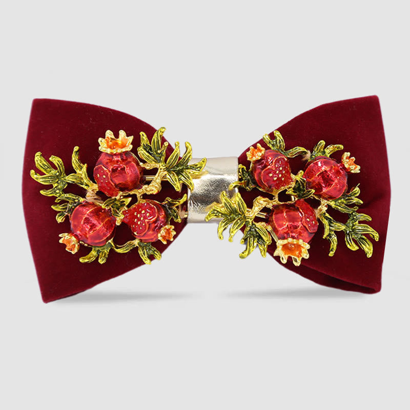 Nœud papillon à fleurs pour homme, bordeaux, motif grenade - Bourgogne - image 0