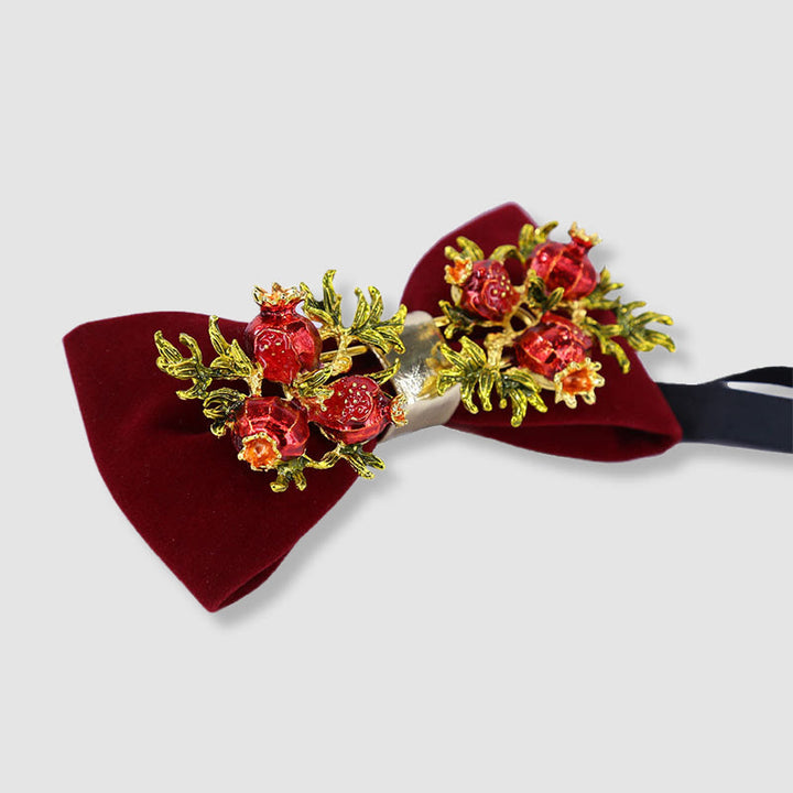 Nœud papillon à fleurs pour homme, bordeaux, motif grenade - image 4