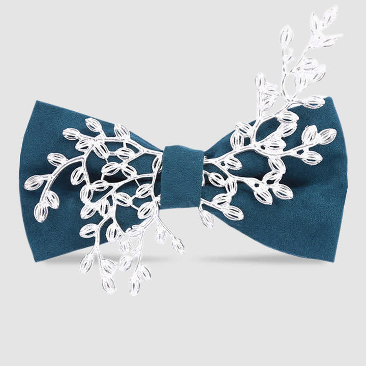 Nœud papillon en émail pour homme avec décor de fleurs et de feuilles - Vert - image 5