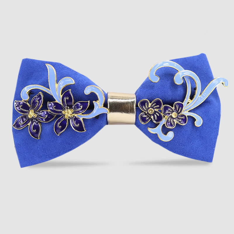 Nœud papillon en émail pour homme avec décor de fleurs et de feuilles - Royal - image 3