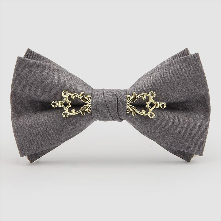Nœud papillon de mariage à fleurs métallisées pour homme - Gris - image 0
