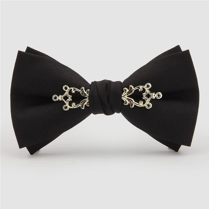 Nœud papillon de mariage à fleurs métallisées pour homme - Noir - image 4