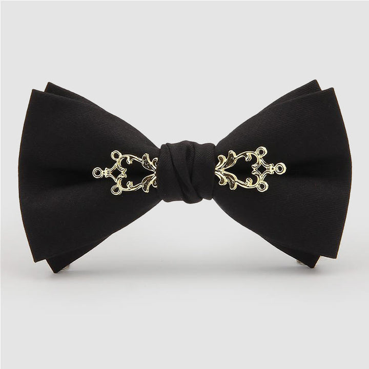 Nœud papillon de mariage à fleurs métallisées pour homme - Noir - image 4