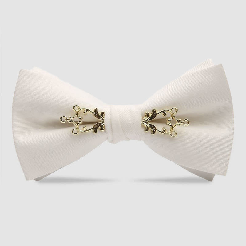 Nœud papillon de mariage à fleurs métallisées pour homme - Blanc - image 5