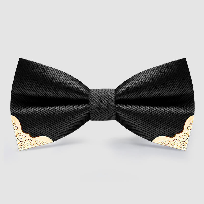 Nœud papillon en sergé avec pointes en métal doré pour homme - image 0