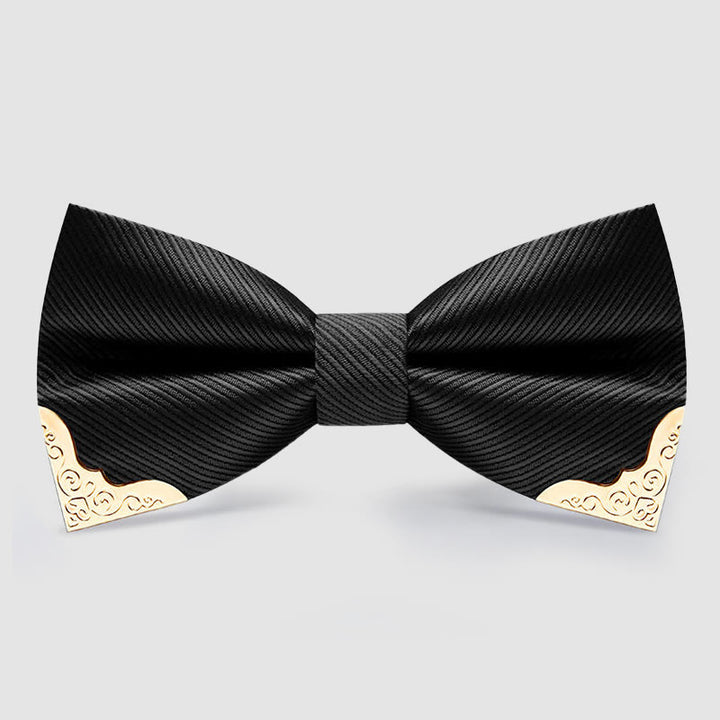 Nœud papillon en sergé avec pointes en métal doré pour homme - image 0