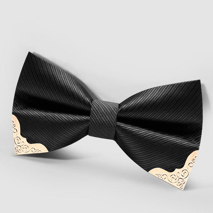Nœud papillon en sergé avec pointes en métal doré pour homme - image 4