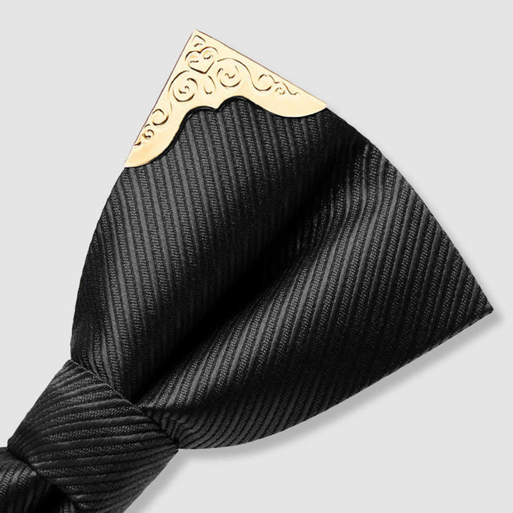 Nœud papillon en sergé avec pointes en métal doré pour homme - image 5