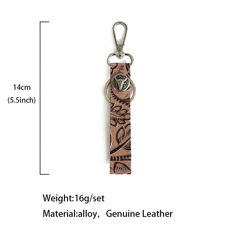 Porte-clés pendentif en cuir véritable gaufré de style occidental - image 7